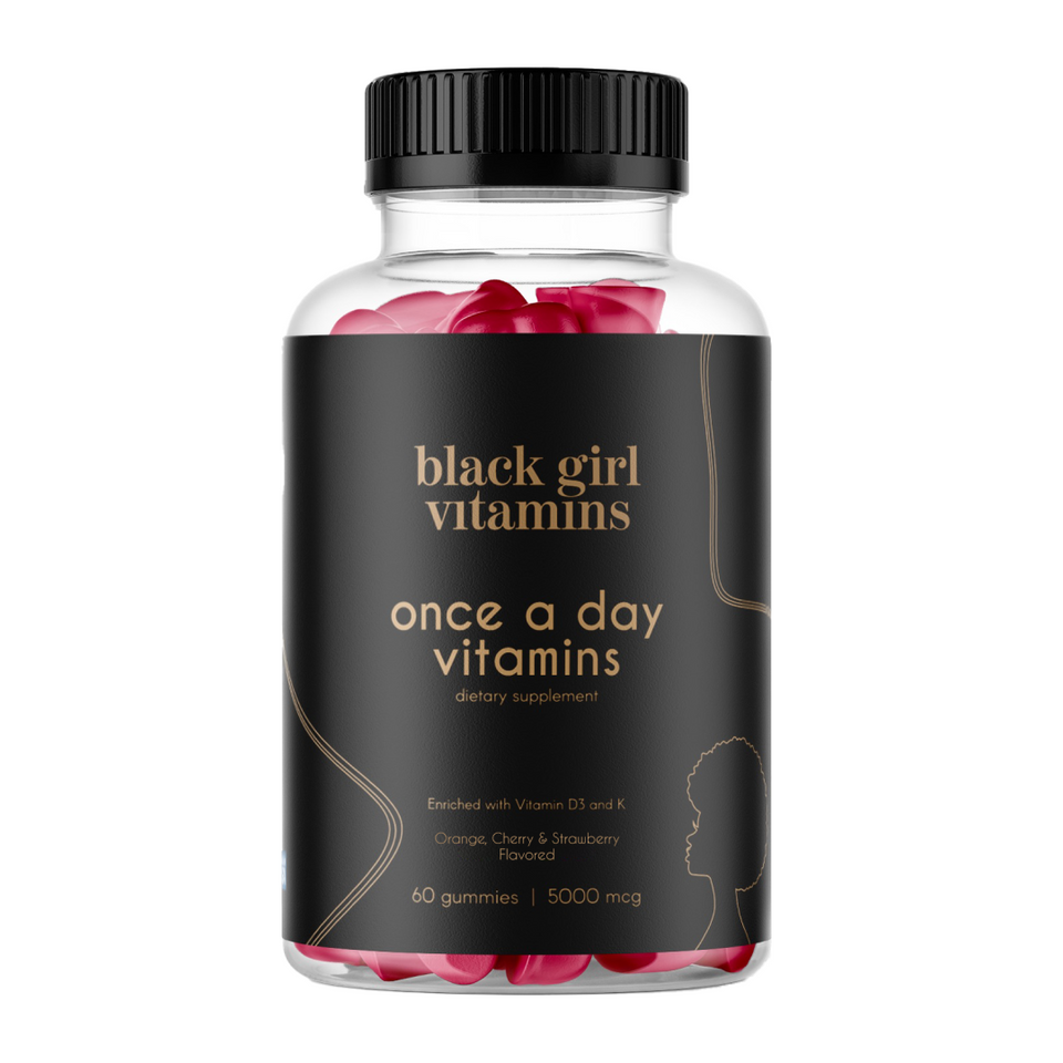 Black Girl Vitamins once a day vitamins dietary supplement, orange, cherry & strawberry flavored, 60 gummies